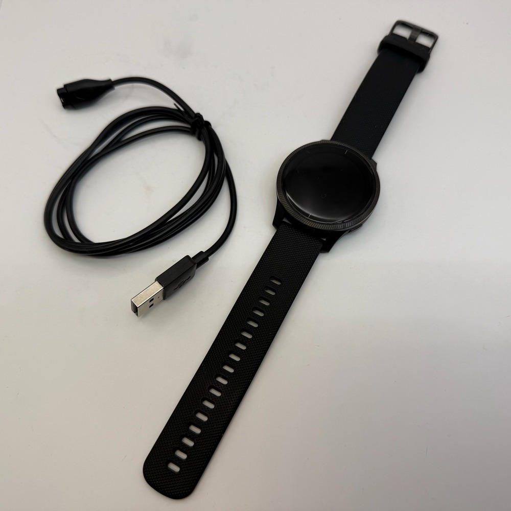 Garmin Venu GPS Smartwatch Black AMOLED Fitness‎ Watch Tested Working Charger